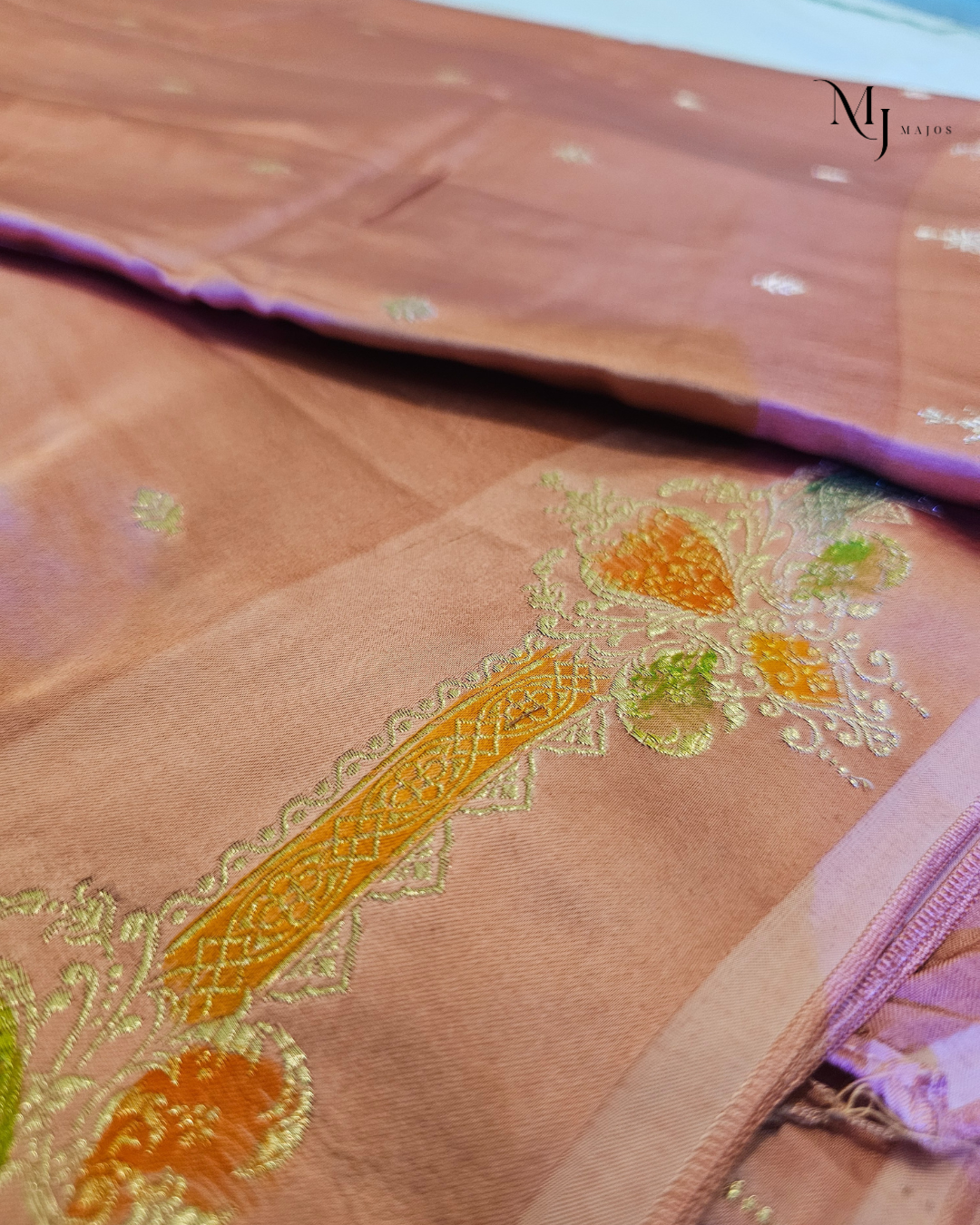 Nude colour Mushru Silk saree