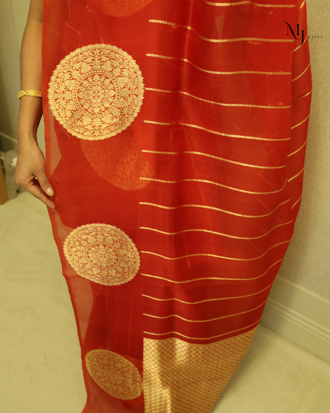 Pure Red Organza Saree