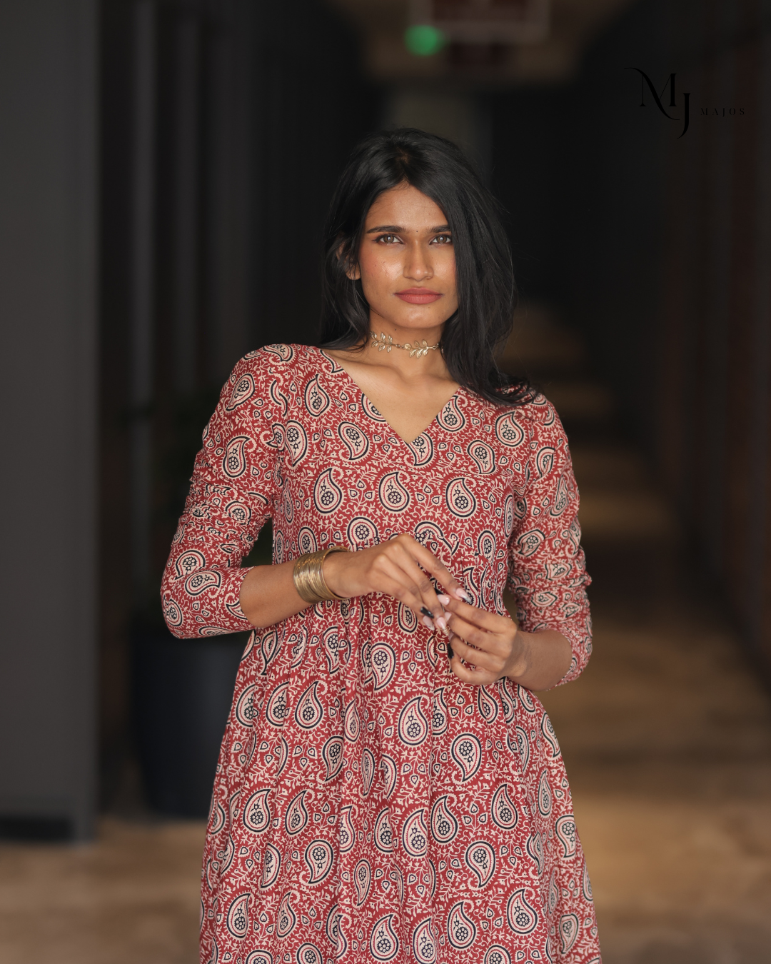 Cotton Maxi Dress- Maroom Mango Design