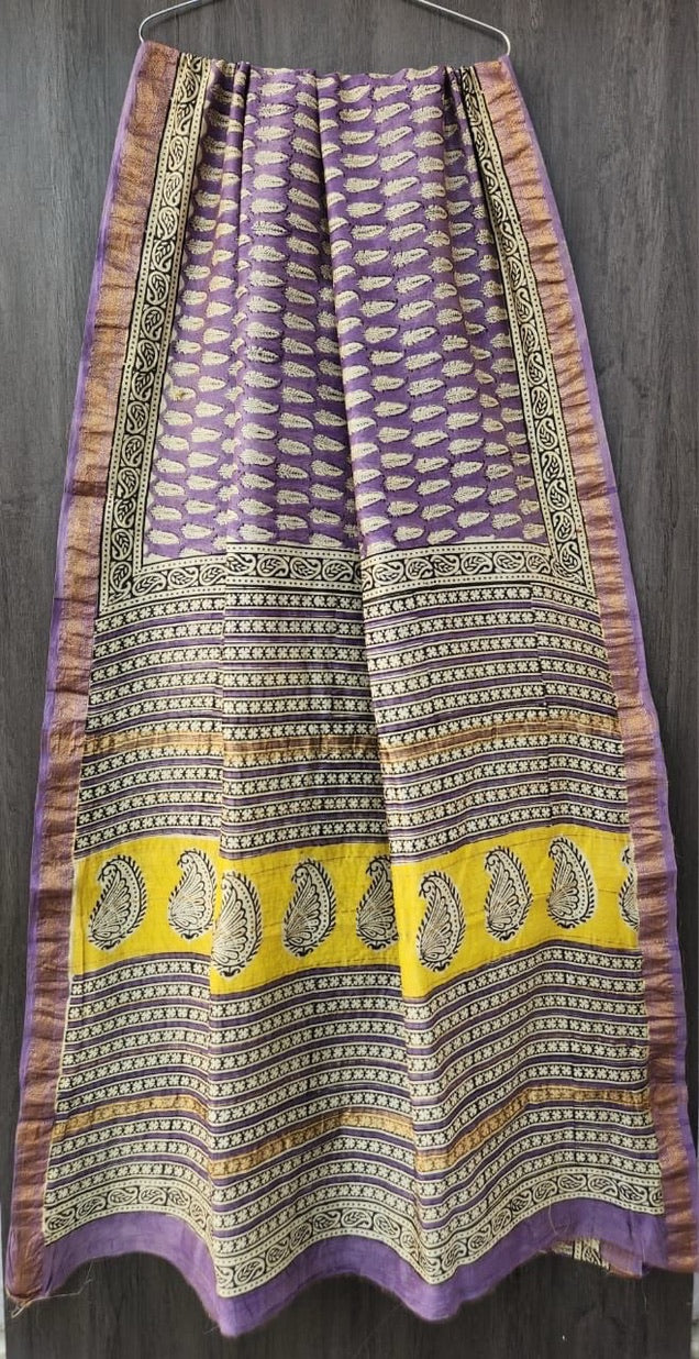 A85- Black and yellow Maheswari silk saree