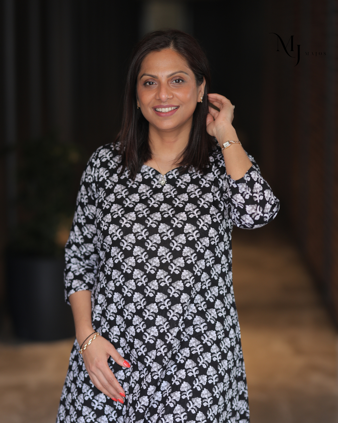 Black Floral with clashing Zebra Print Bottom