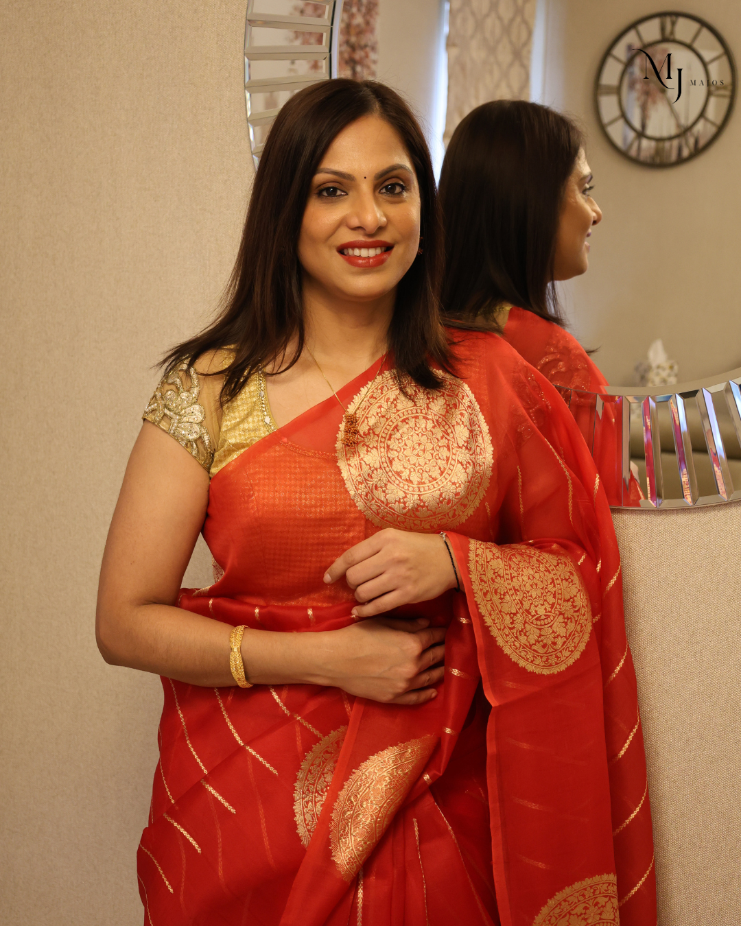 Pure Red Organza Saree