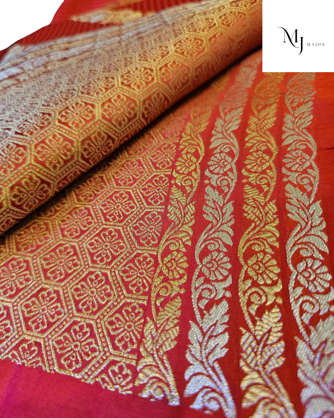 Red Mushru Silk saree