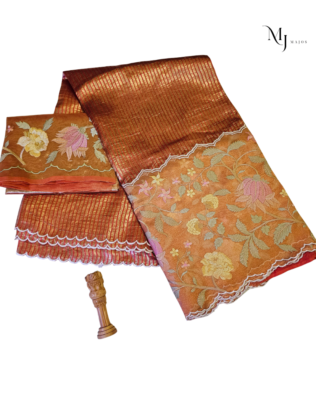 Red Kora Tissue Saree
