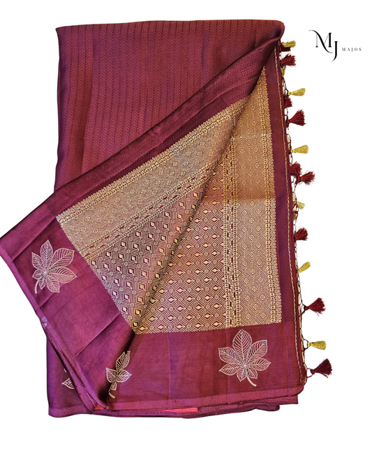 Ombre tri colour Mushru Silk saree