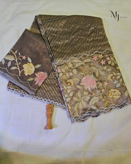Blue Pure Kora Tissue Saree