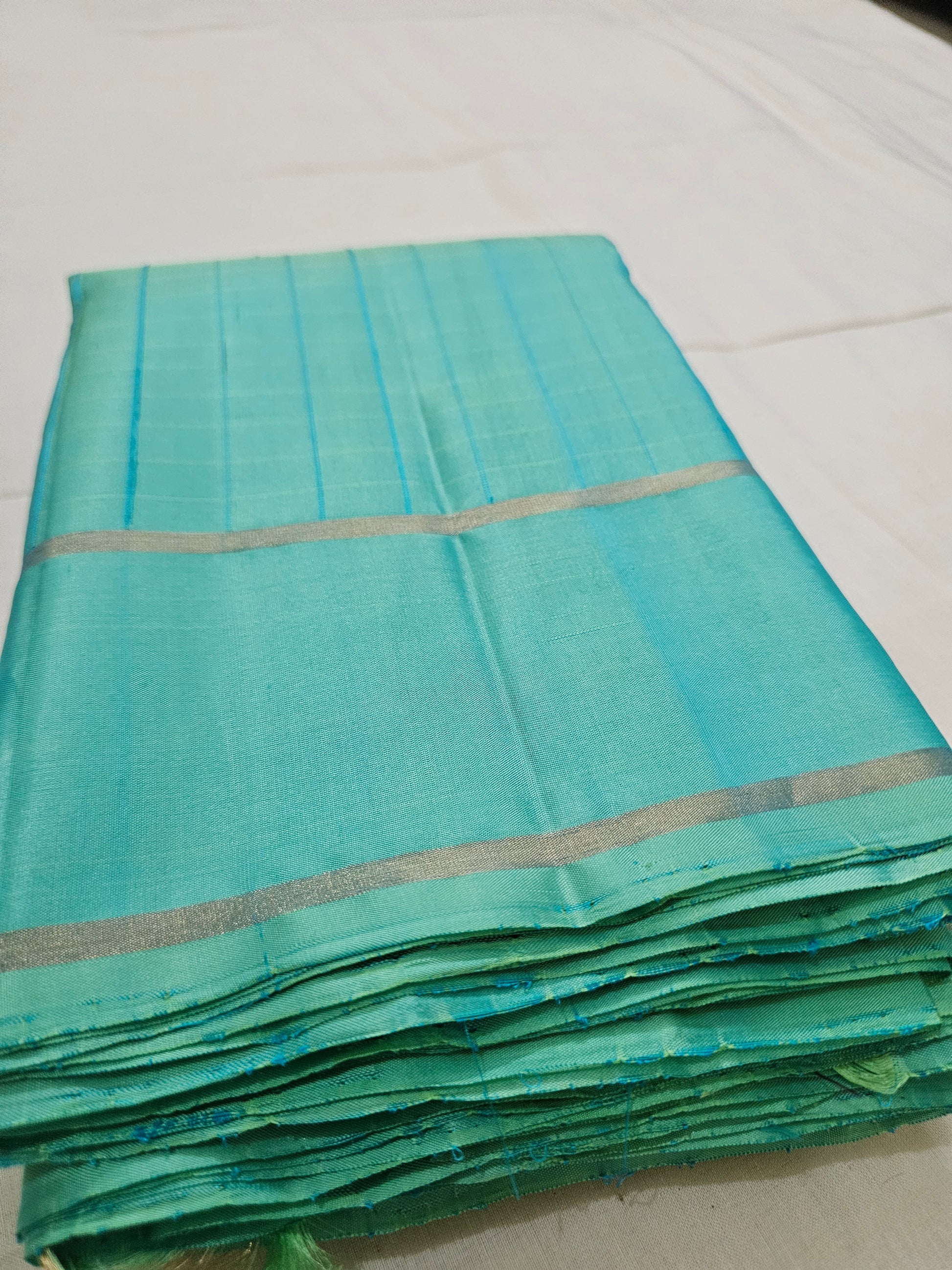 A7-Sea green pure soft silk saree - Majos