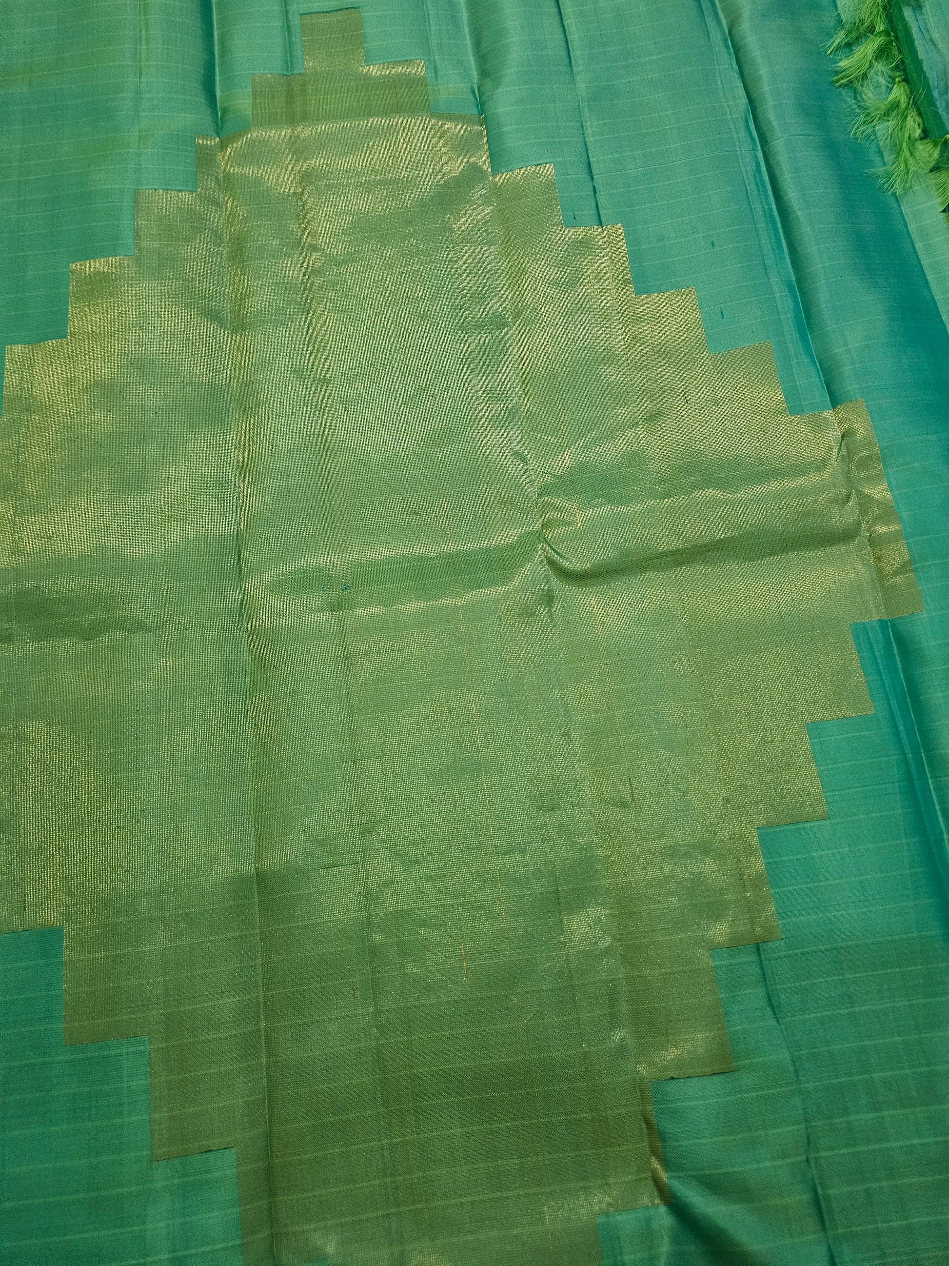 A7-Sea green pure soft silk saree - Majos