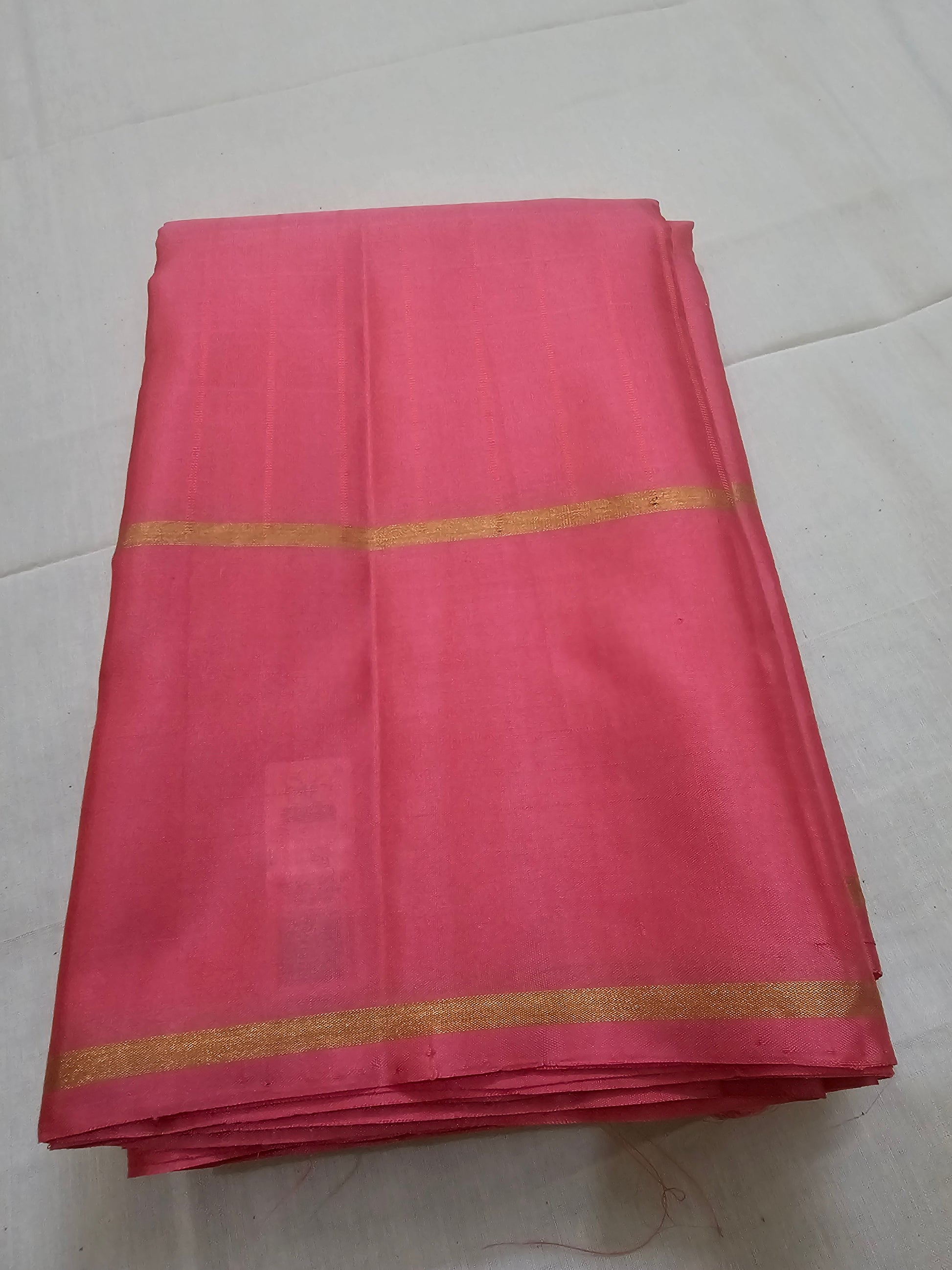 A1- Peach self colour Kanchipuram silk saree - Majos