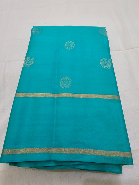 A2- Sea green colour soft pure silk saree - Majos