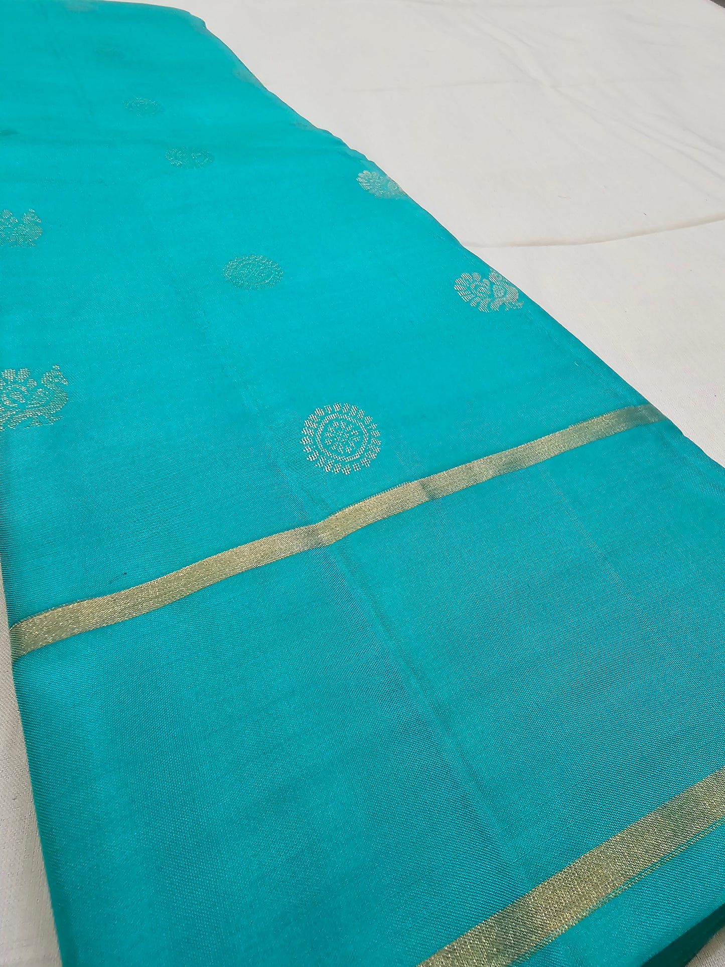 A2- Sea green colour soft pure silk saree - Majos