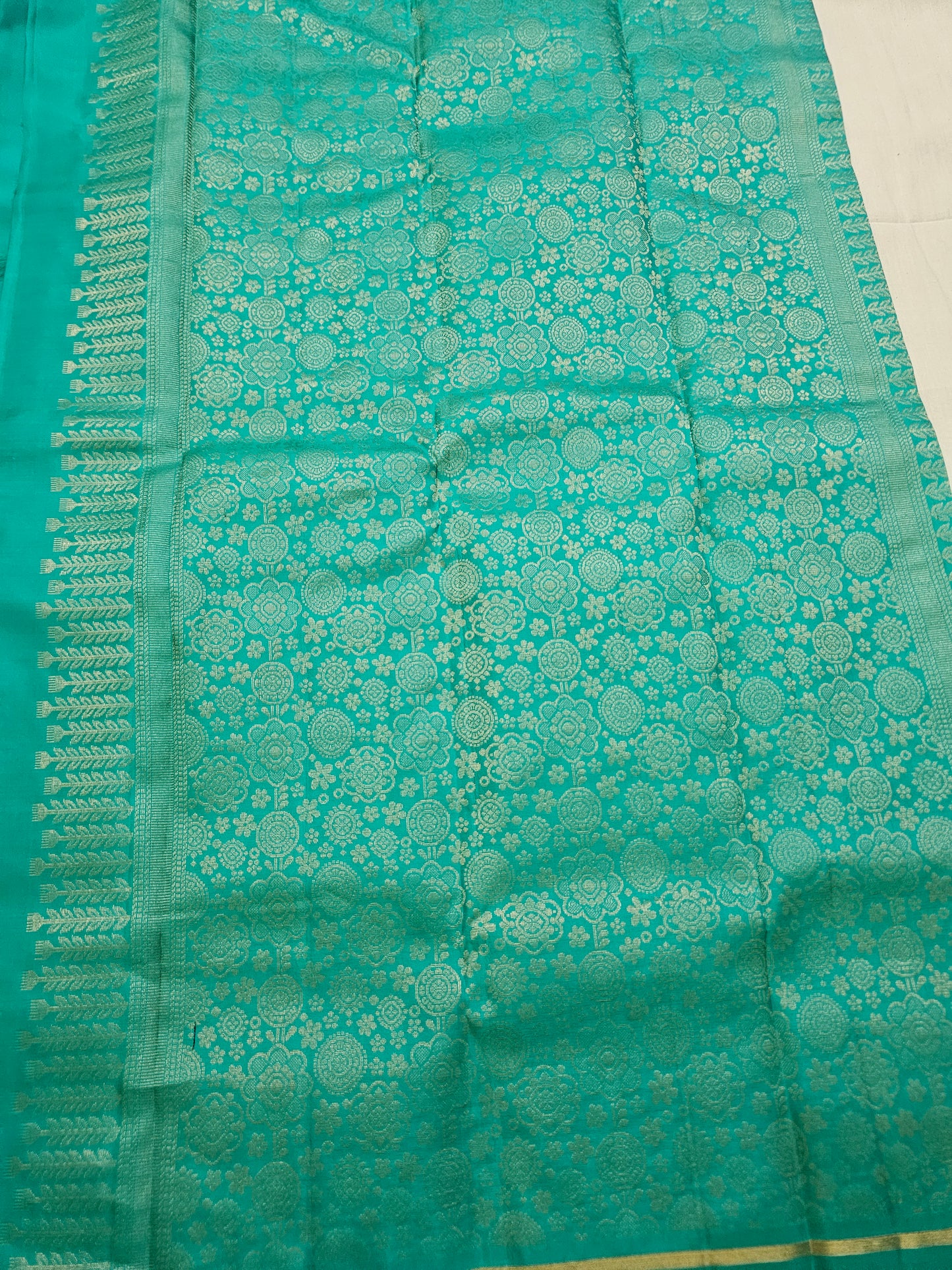 A2- Sea green colour soft pure silk saree - Majos