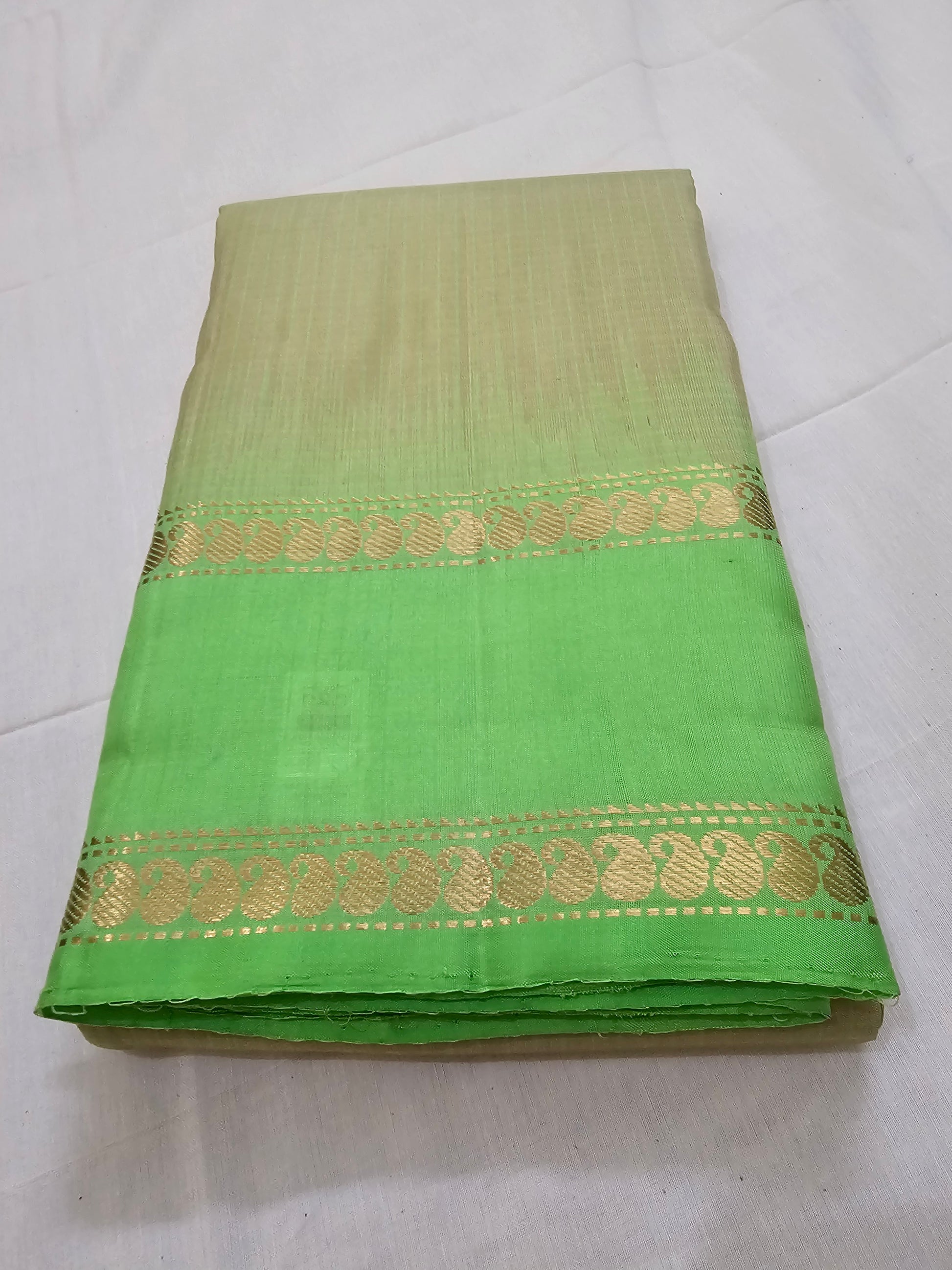 A3- Parrot Green Pure Soft Silk Saree - Majos
