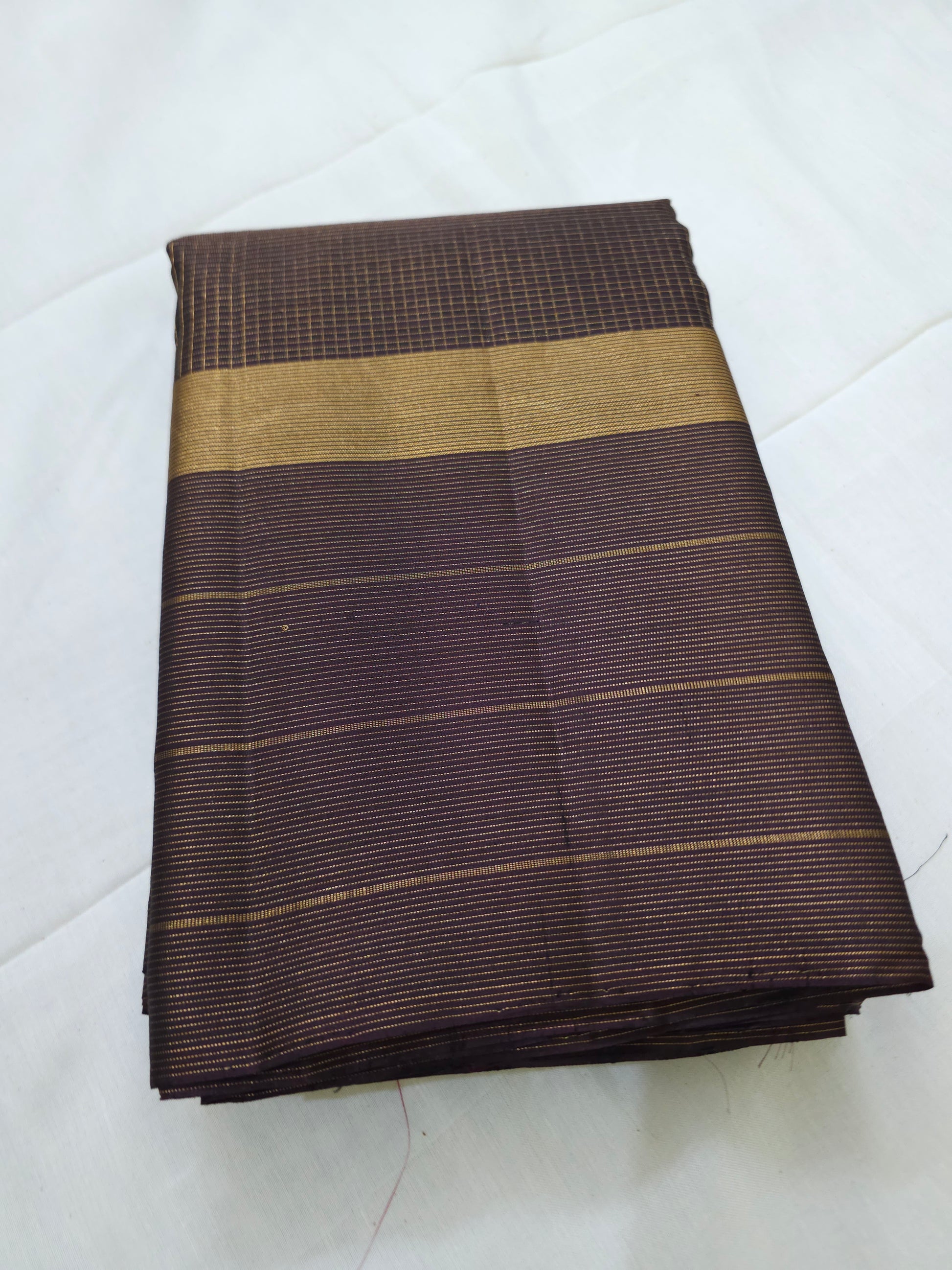 A10- Brown self pure soft silk saree - Majos