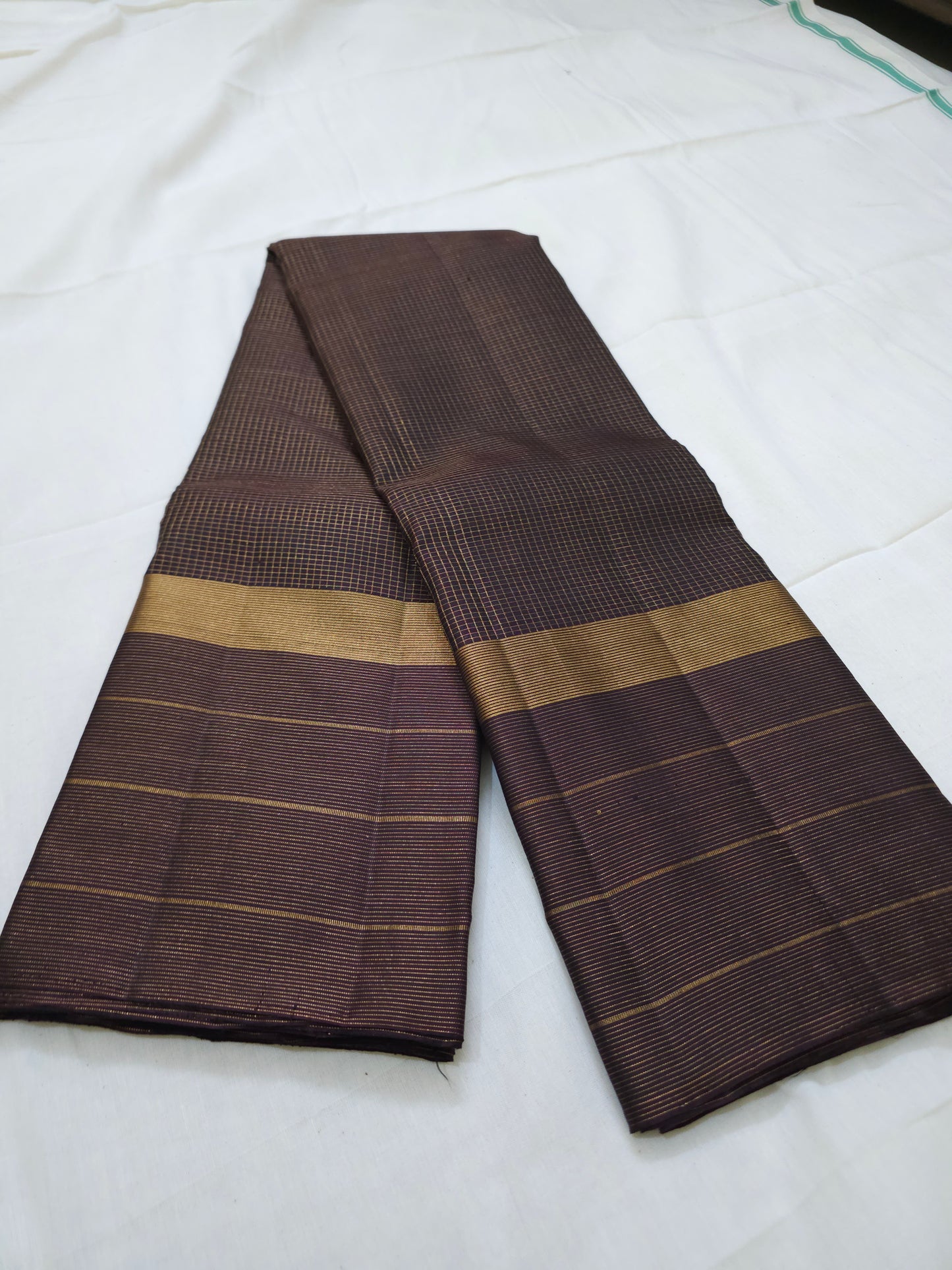 A10- Brown self pure soft silk saree - Majos