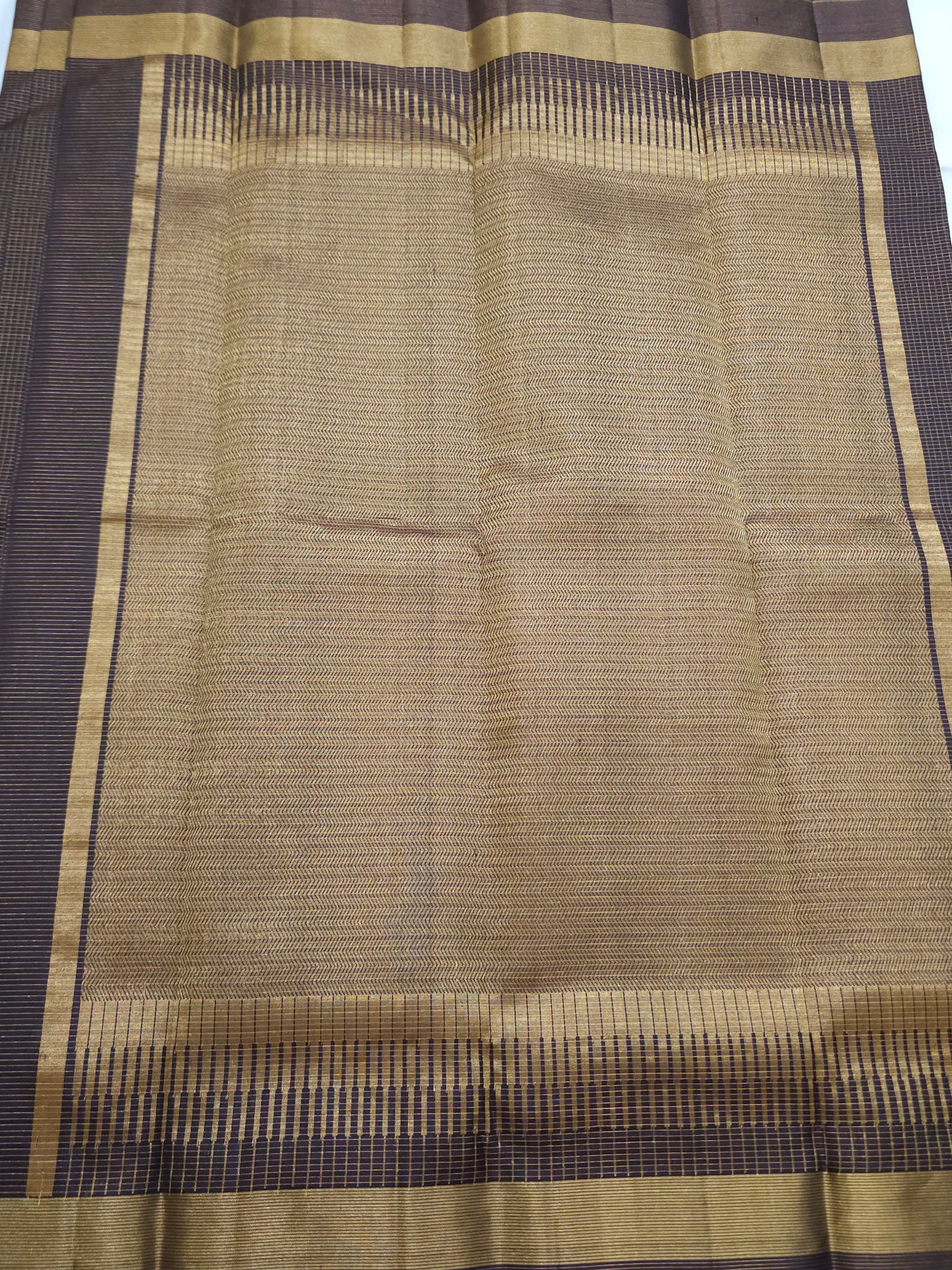 A10- Brown self pure soft silk saree - Majos