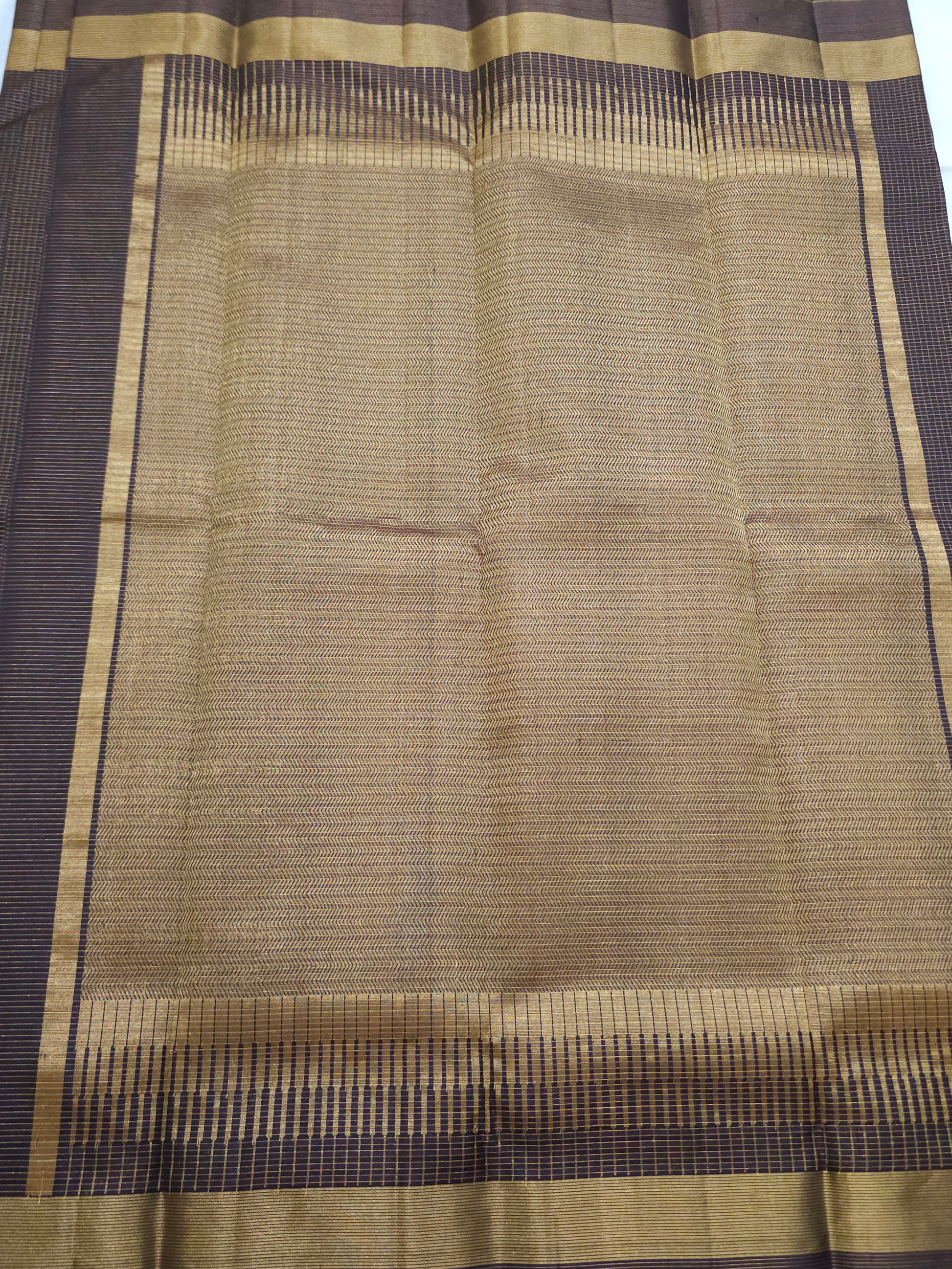 A10- Brown self pure soft silk saree - Majos