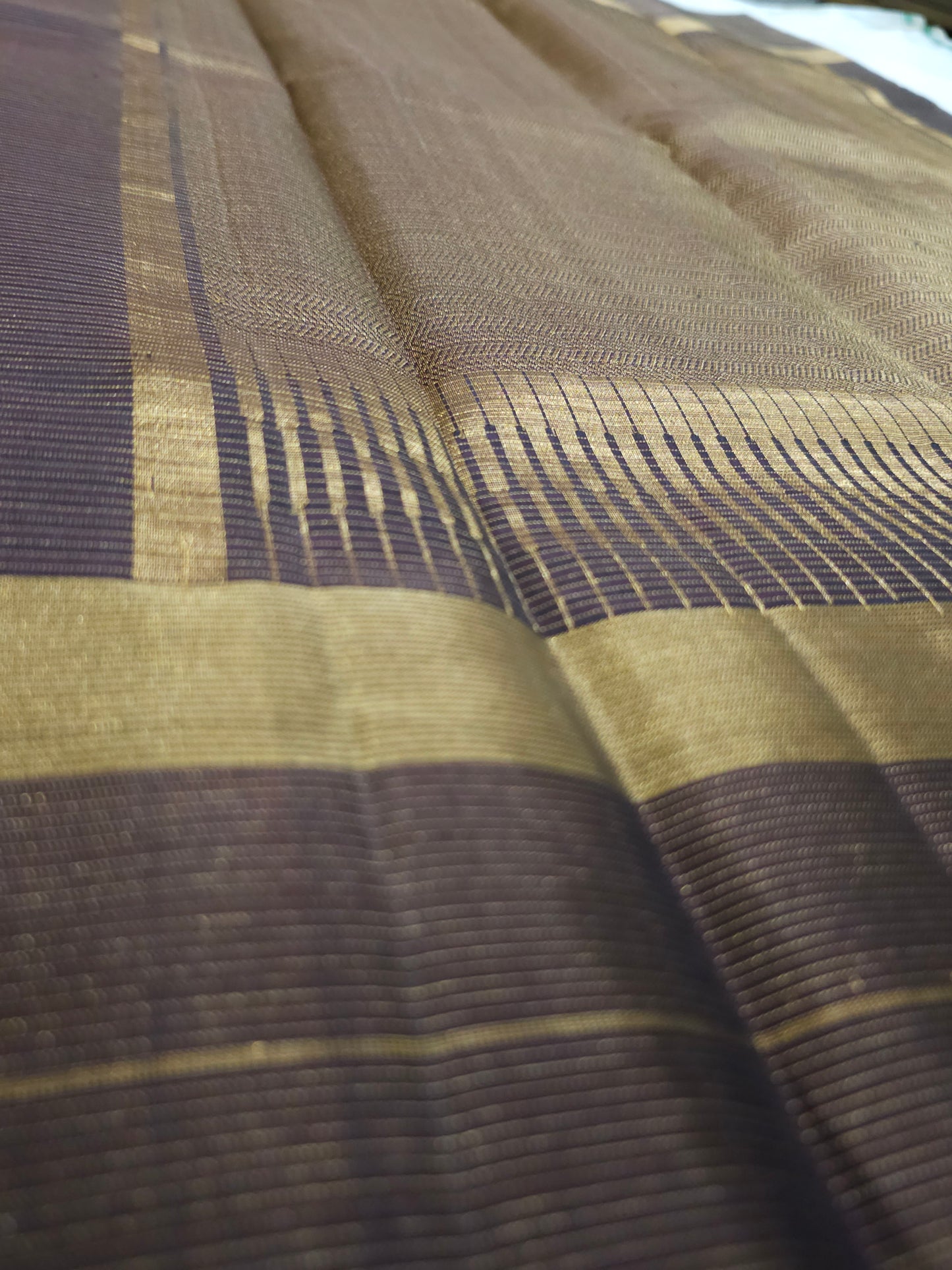 A10- Brown self pure soft silk saree - Majos