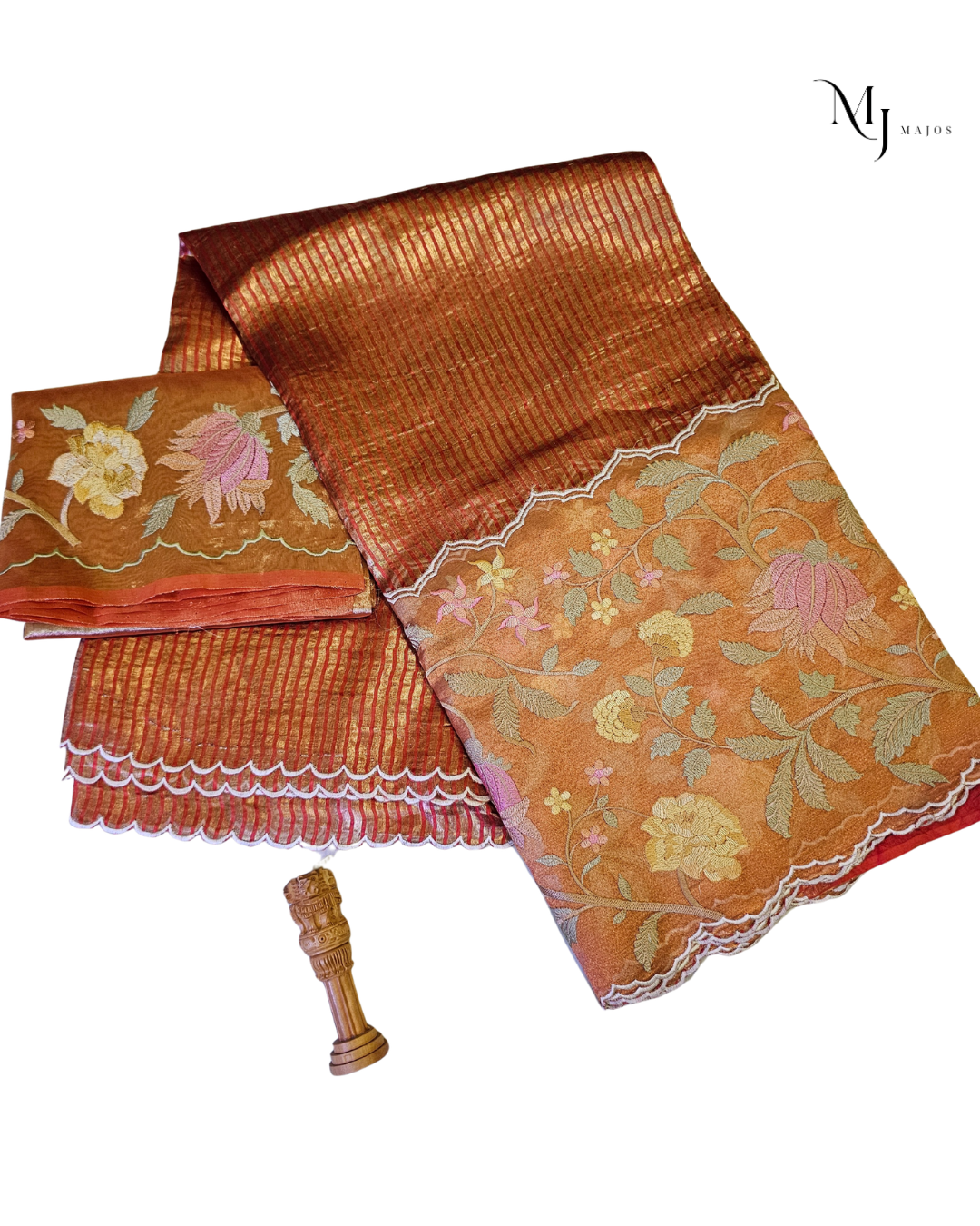 Red Kora Tissue Saree