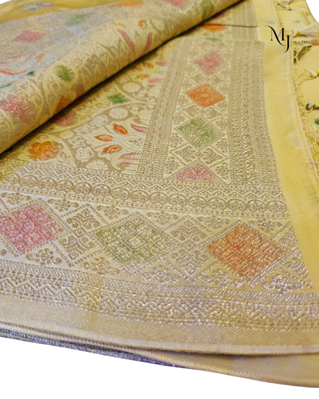 Yellow Mushru Meenakari saree