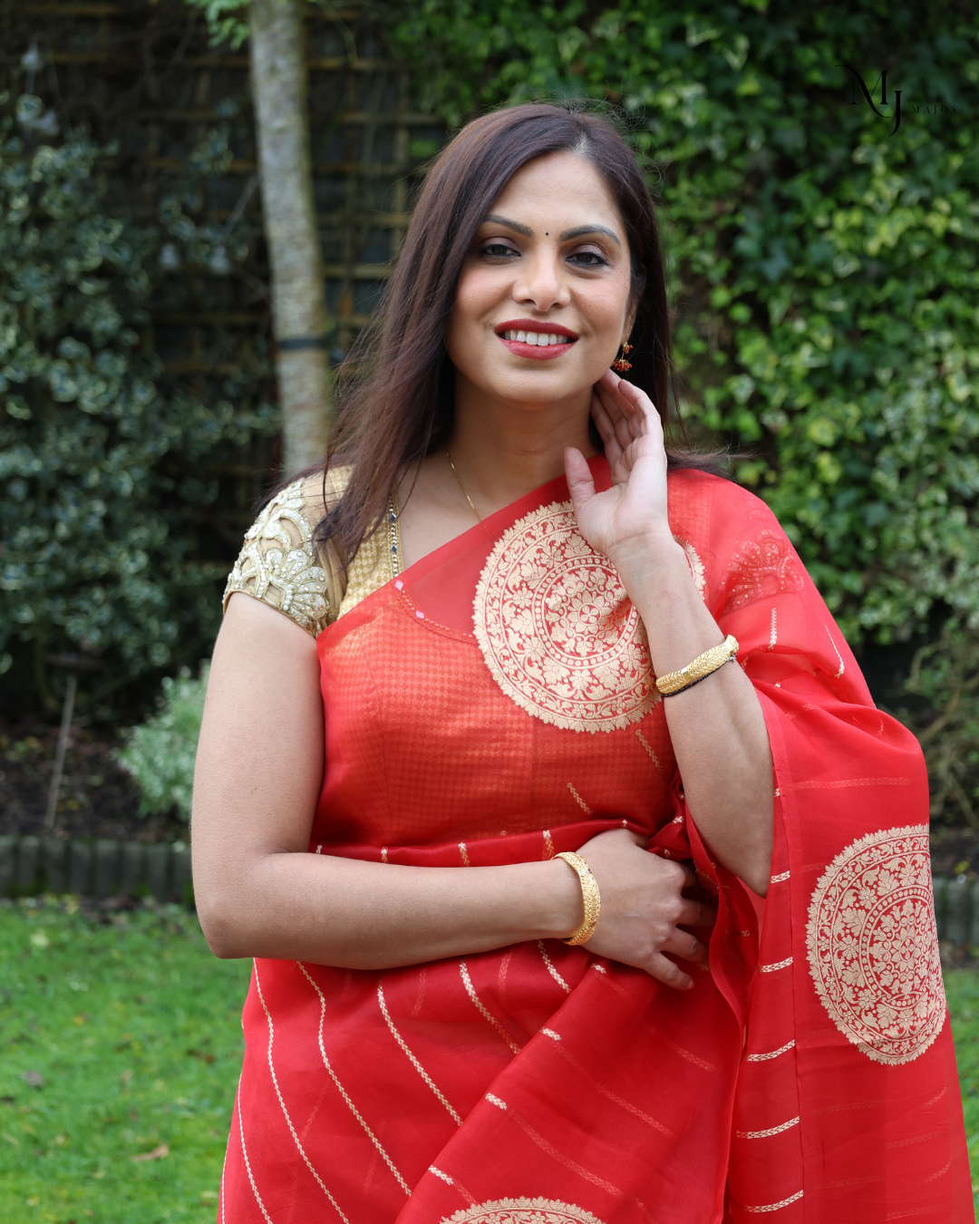 Pure Red Organza Saree