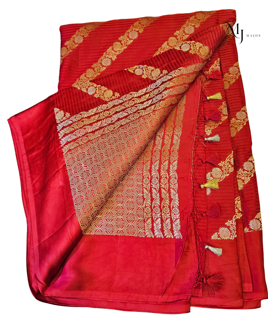 Red Mushru Silk saree