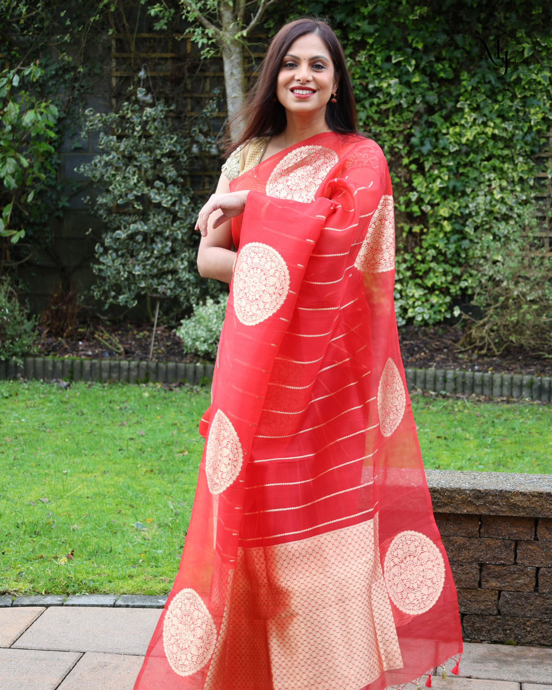 Pure Red Organza Saree