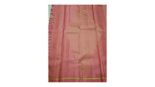 A1- Peach self colour Kanchipuram silk saree - Majos