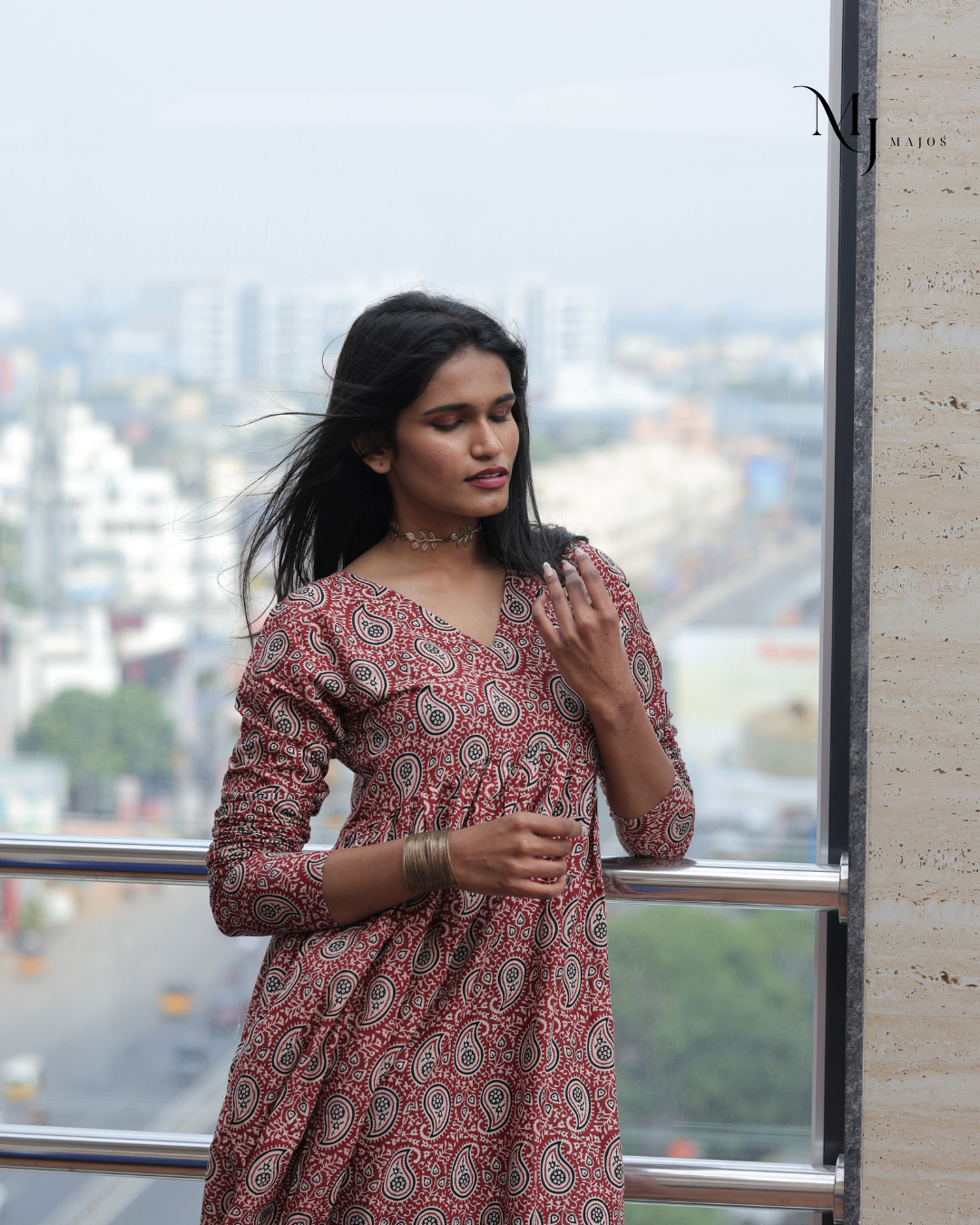 Cotton Maxi Dress- Maroom Mango Design