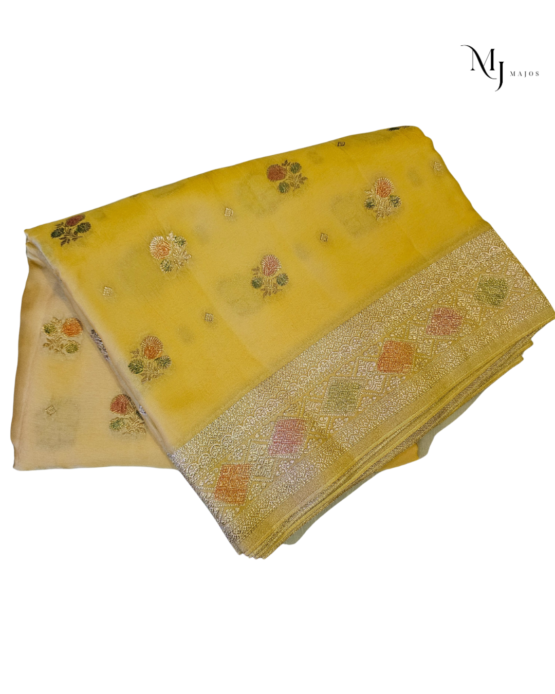 Yellow Mushru Meenakari saree