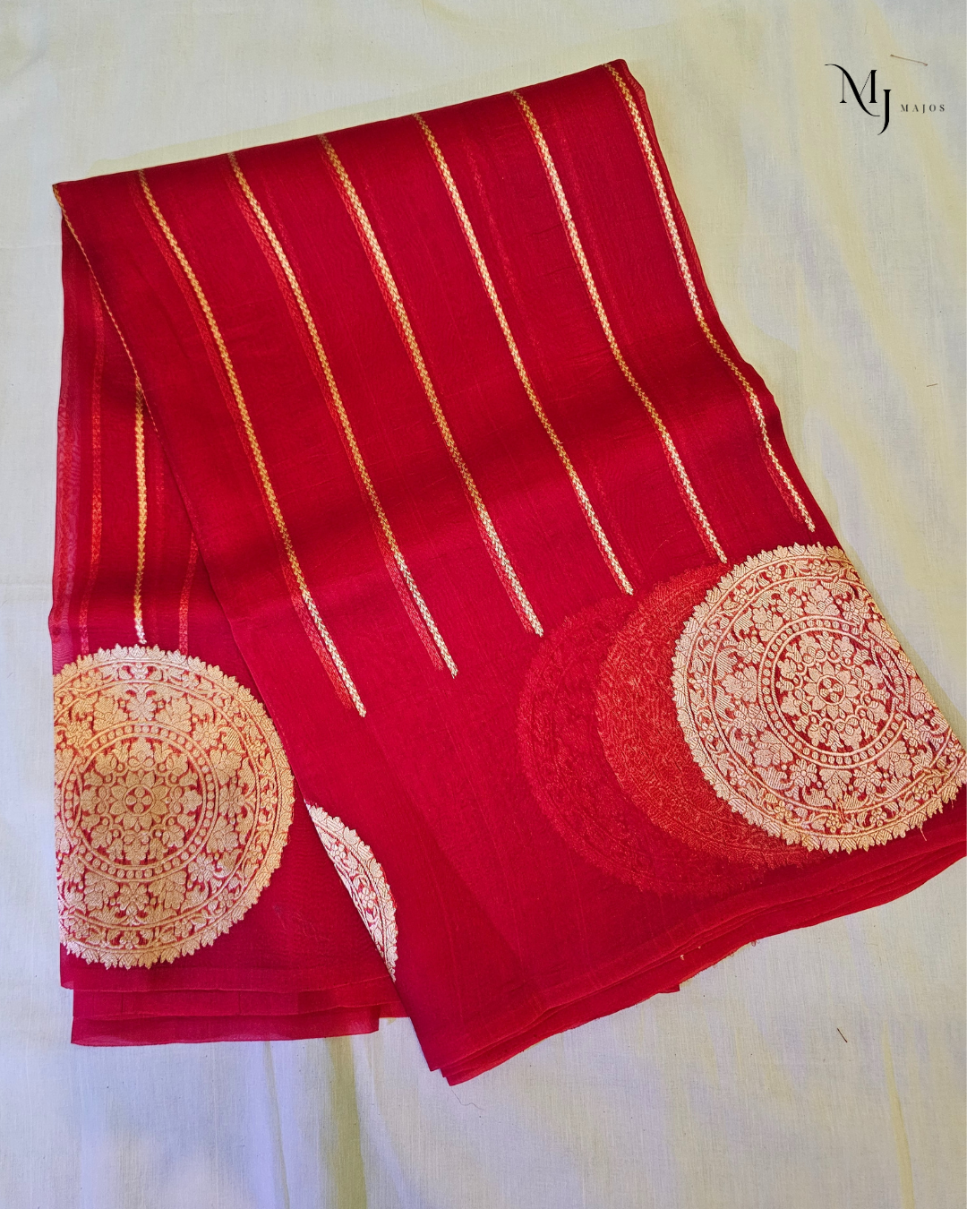 Pure Red Organza Saree