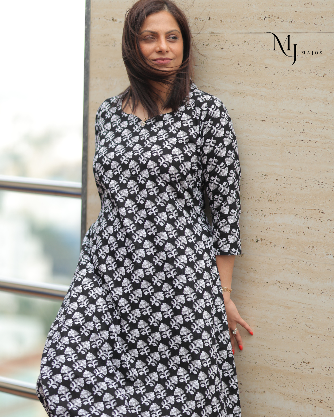 Black Floral with clashing Zebra Print Bottom