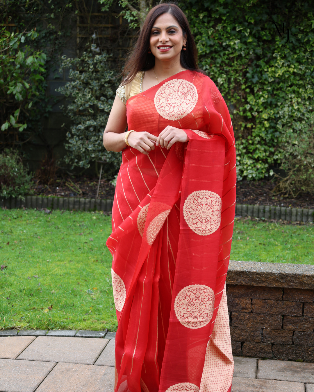 Pure Red Organza Saree