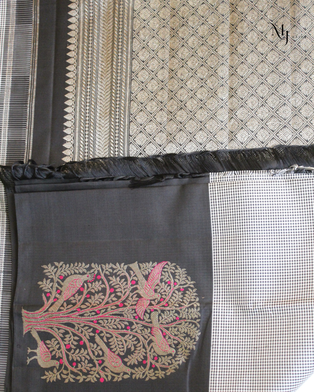 Pure Balck Kancheepuram  Silk saree