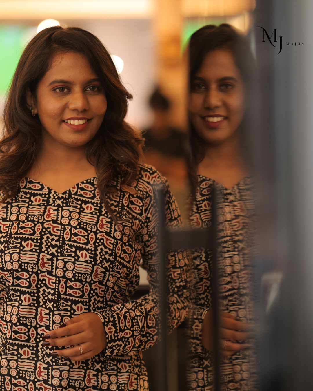 Black Animal Design Trendy Pattern A Line Kurti
