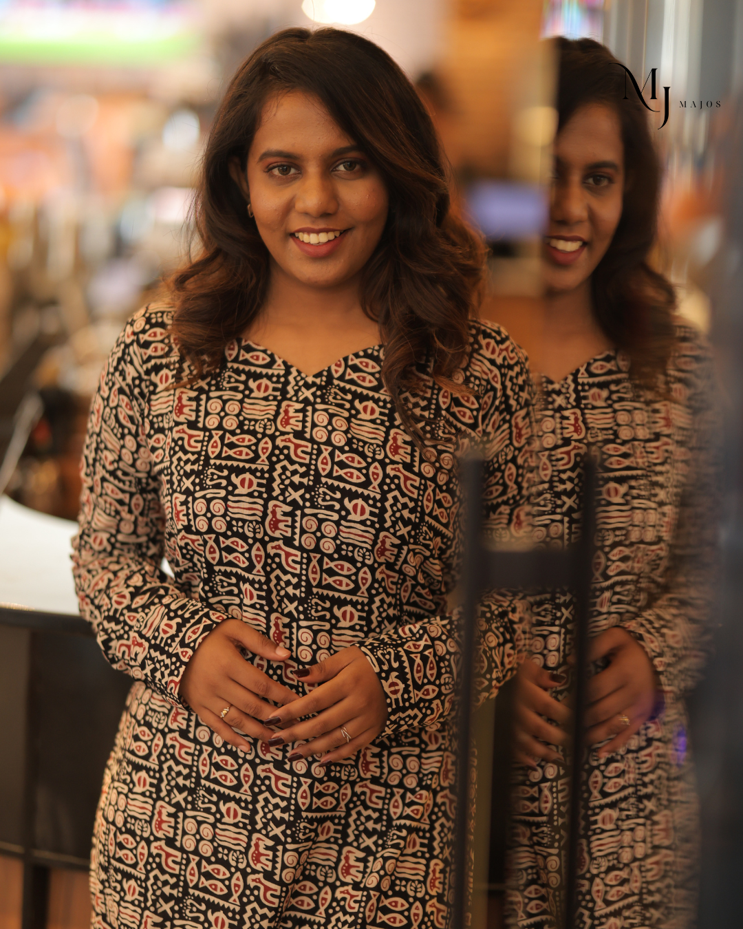 Black Animal Design Trendy Pattern A Line Kurti