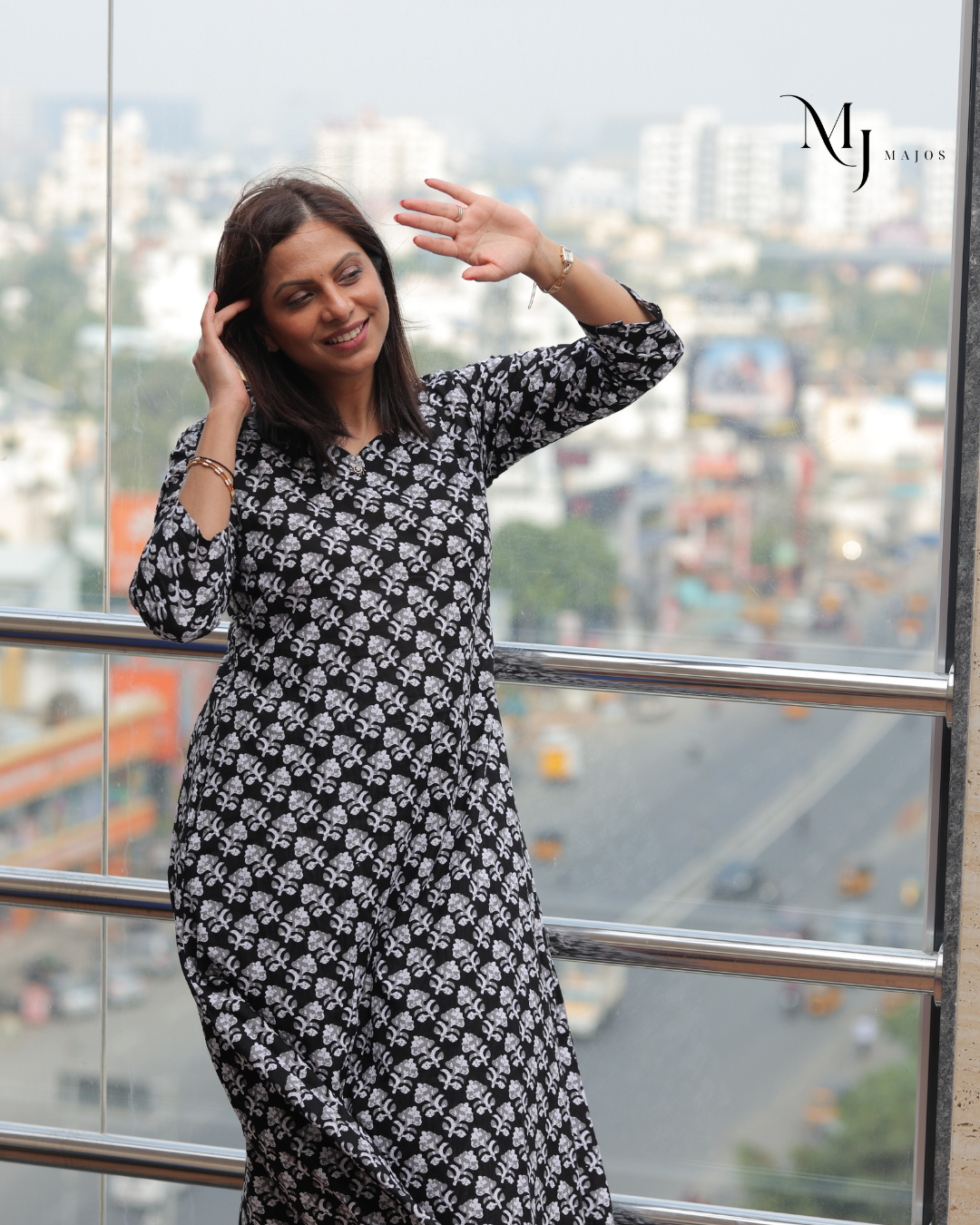 Black Floral with clashing Zebra Print Bottom