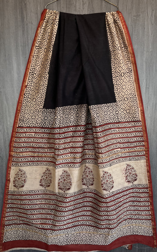 A102- Black and white Chanderi