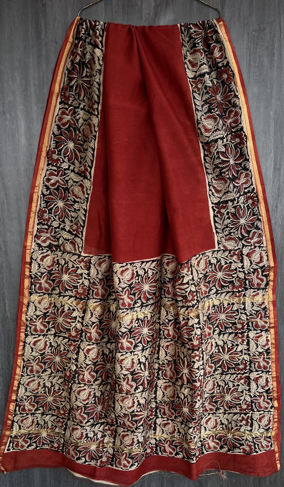 A107- red, white and black chanderi
