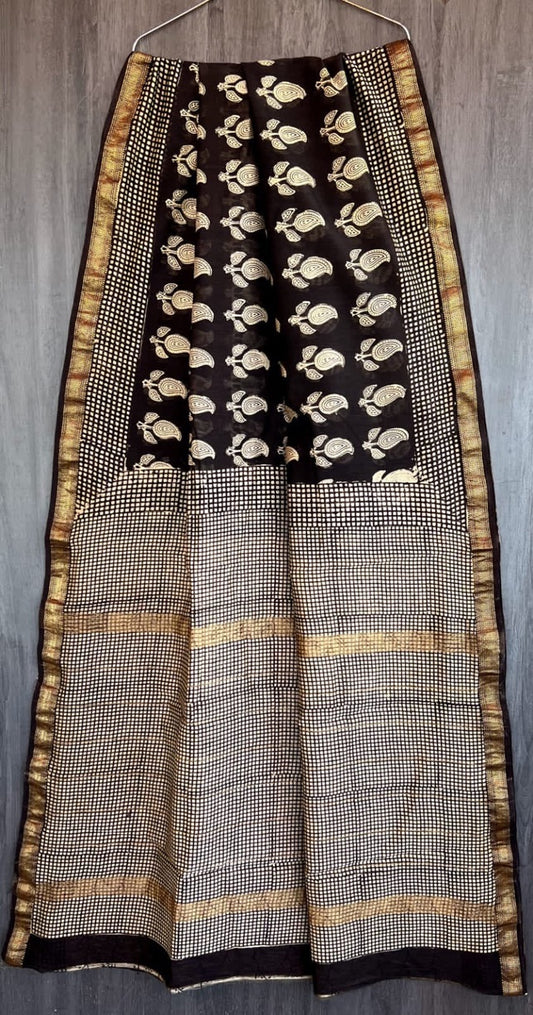 A86- Black Maheswari silk saree