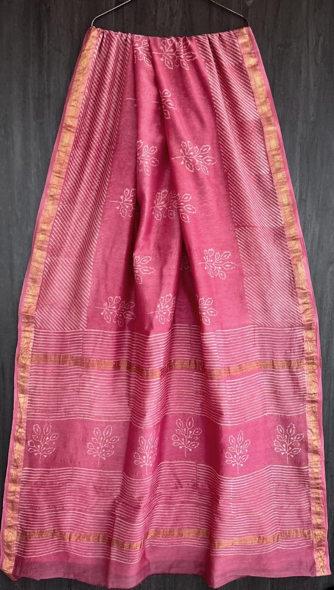 A87- Pink Maheswari silk saree