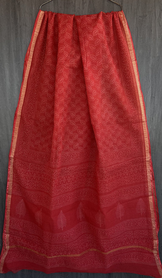 A94-Kota Doria Saree- Red