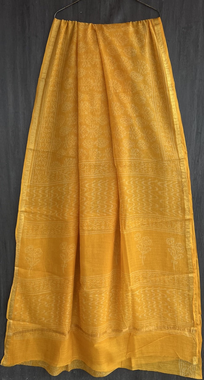 A96-Kota Doria Saree-Mustard