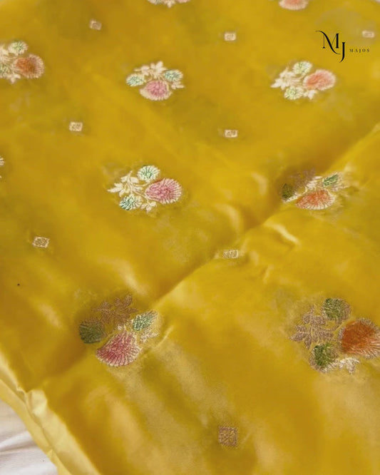 Yellow Mushru Meenakari saree